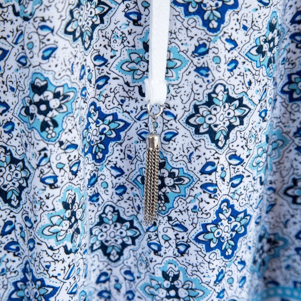 Fleur Bleue Moroccan Pattern Sleeveless Tassel Top - Picture 3 of 8